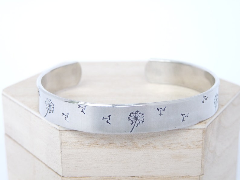 SECRET MESSAGE Inside LOOK Personalised Bracelet Jewellery Dandelion Cuff For Friend Wife Mother Daughter Sister Birthday Mothers Day Gift image 4