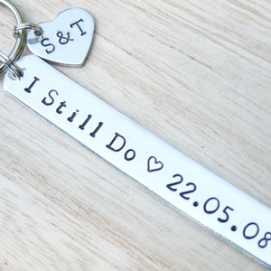 I STILL DO Anniversay Personalised Gift Tin 10 years For Wife Husband Keyring Heart Couples Initials Anniversary Date Valentines Day