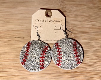 Baseball bling earrings
