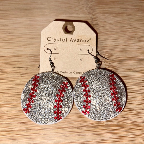 Baseball bling earrings