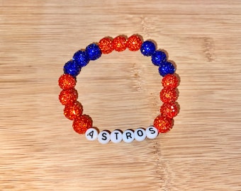 Orange & Blue Rhinestone Baseball Team Bracelet