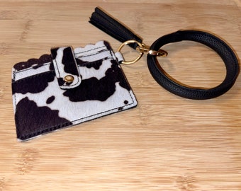 Cow print wristlet