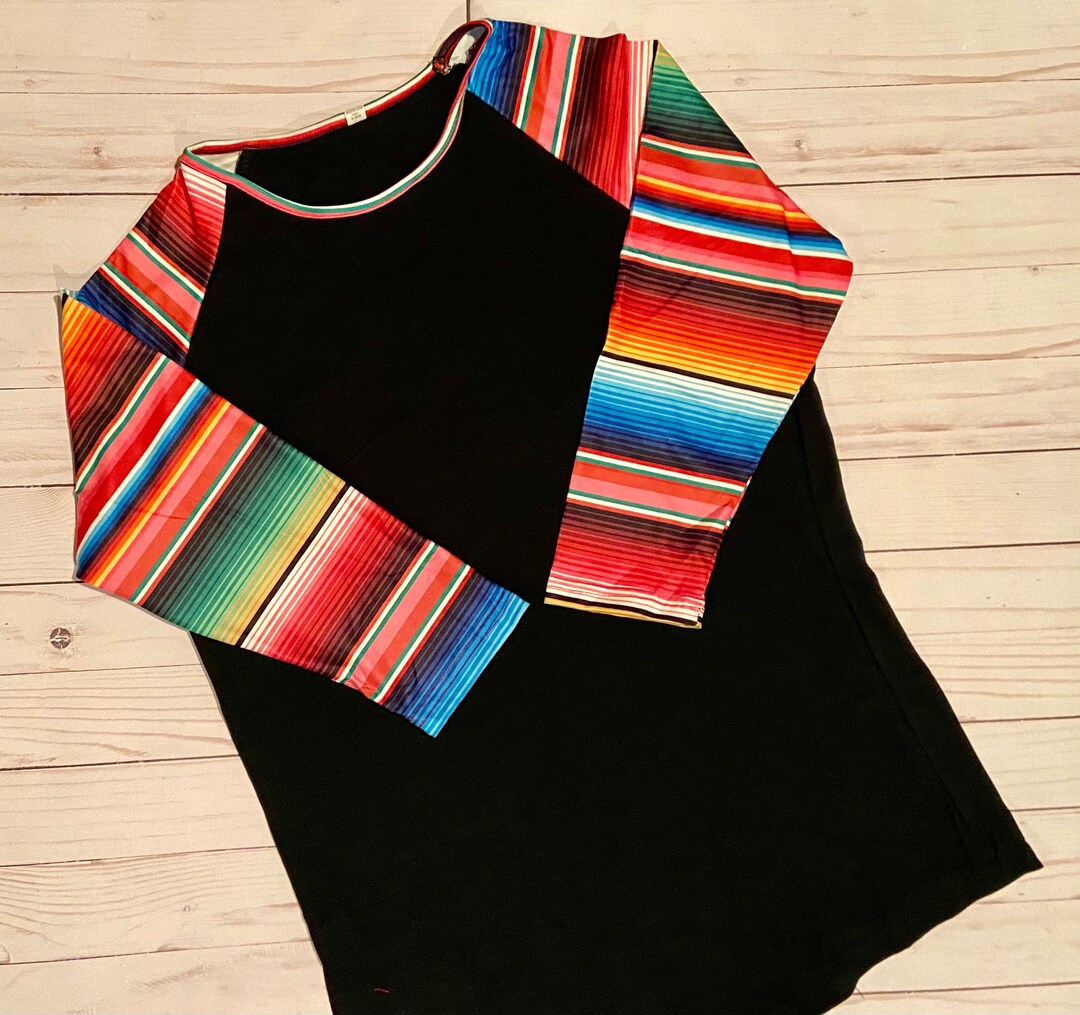 Serape Raglan Top: Black Body, Colorful Sleeves - Etsy