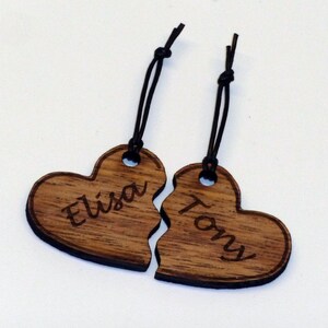 Individual design of wooden partner keychains with one-sided engraving image 3