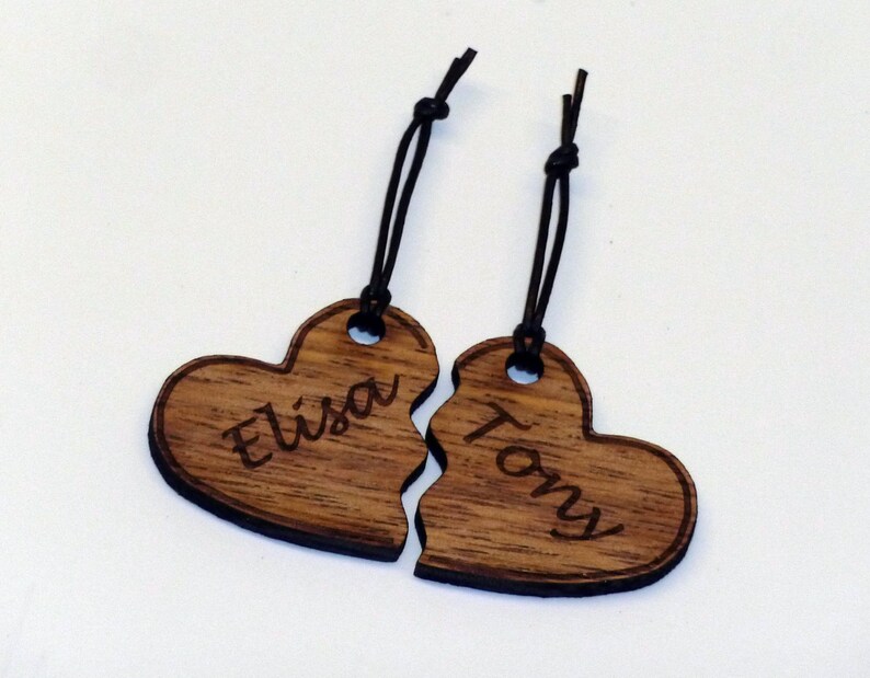 Individual design of wooden partner keychains with one-sided engraving image 3