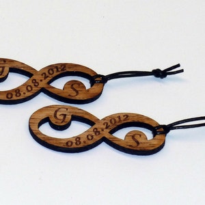 Individual design of wooden partner keychains with one-sided engraving image 2