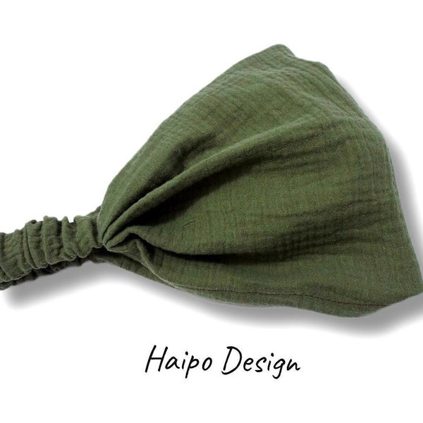 Bandana, headscarf, women, sun protection, hair band, khaki, muslin