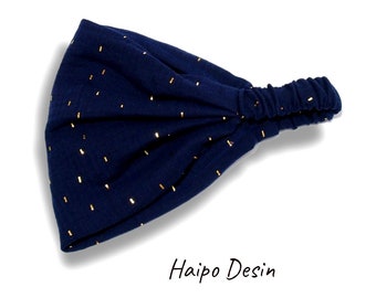 Bandana headscarf gold ladies hairband children sun protection muslin dark blue