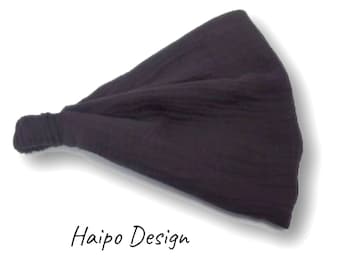 Bandana headscarf, women's headband, children's headband, sun protection, muslin, black