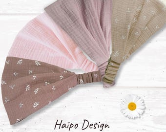 Bandana Kopftuch Haarband aus Musselin in 4 Farben, Sonnenschutz für Babys, Kinder und Erwachsene