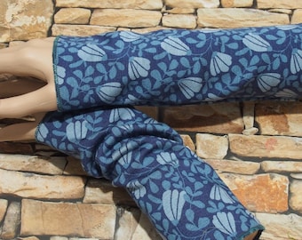 Arm warmers arm warmers wrist warmers made of alpine fleece women's hand warmers blue floral