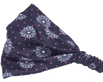 Bandana headscarf sunscreen women's hair band retro flowers purple