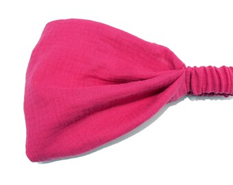 Kopftuch Mädchen Bandana Damen Haarband aus Bio Musselin Sonnenschutz fuchsia