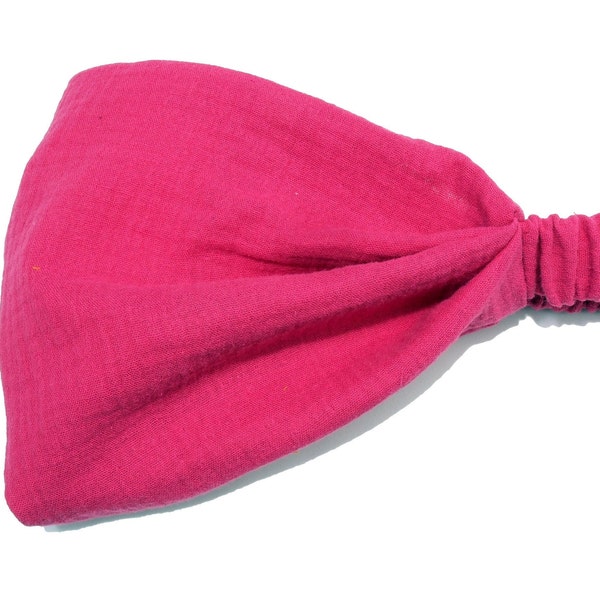 Kopftuch Mädchen Bandana Damen Haarband aus Bio Musselin Sonnenschutz fuchsia