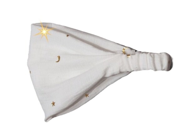 Headscarf Hairband Bandana Sun Protection Children Women Muslin white gold