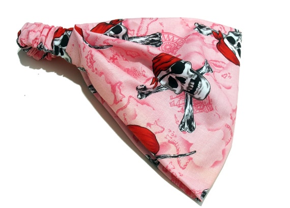 Bandana Skulls headscarf pink hairband in desired size