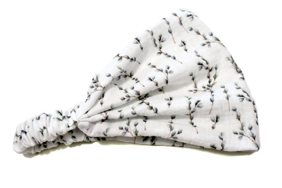 Headscarf Bandana, sun protection for young and old, made of organic muslin with pussy willow