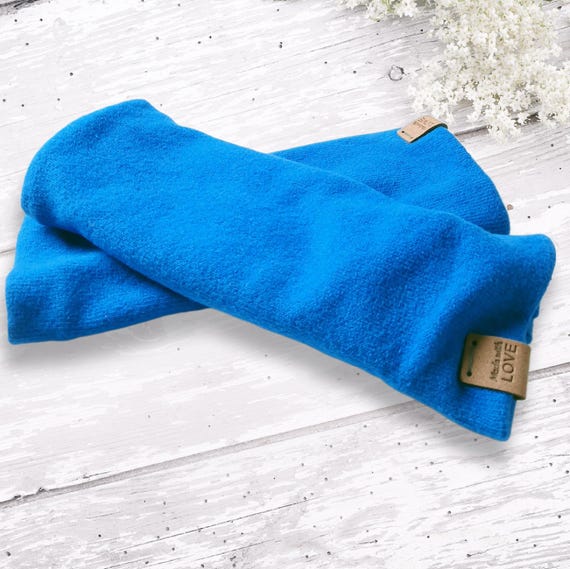 Arm warmers arm warmers wrist warmers vegan cotton knit fabric royal blue doubled