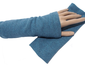 Arm warmers arm warmers jeans blue wrist warmers vegan cotton knit fabric doubled