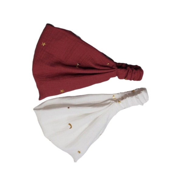 Headscarf hairband bandana sun protection children women muslin old red gold