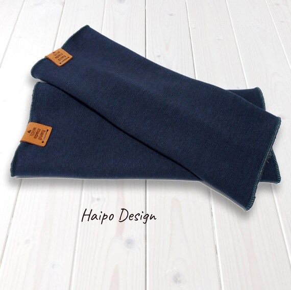 Arm warmers long cuffs wrist warmers made of alpine fleece dark blue navy