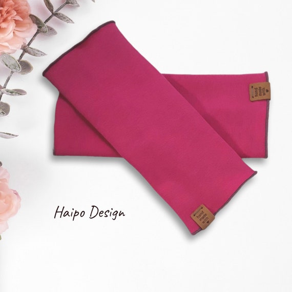 Cuffs, long arm warmers, women's wrist warmers made of alpine fleece, hand warmers in fuchsia pink