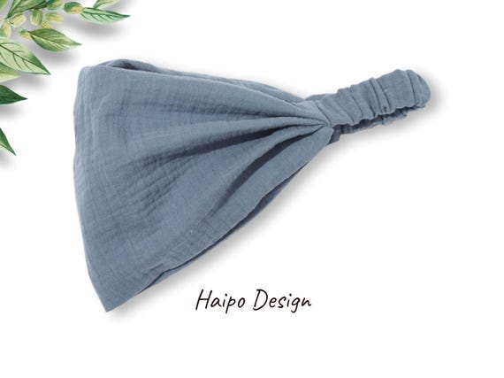 Headscarf, bandana, sun protection, hairband, muslin, light denim blue, women's/children's