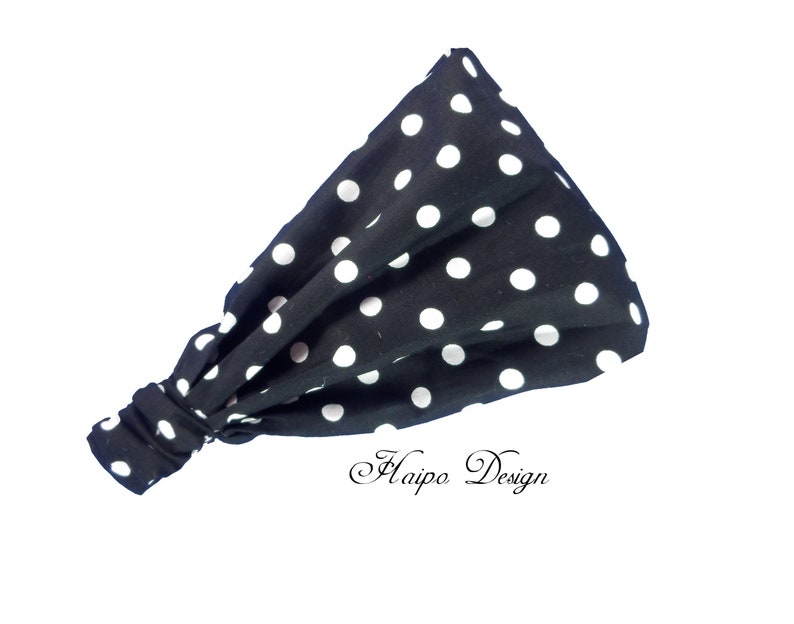 Bandana hair band headscarf white dots image 2