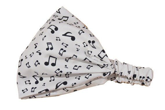 Bandana, headscarf, ladies, sun protection, hairband, white, black, cotton, notes