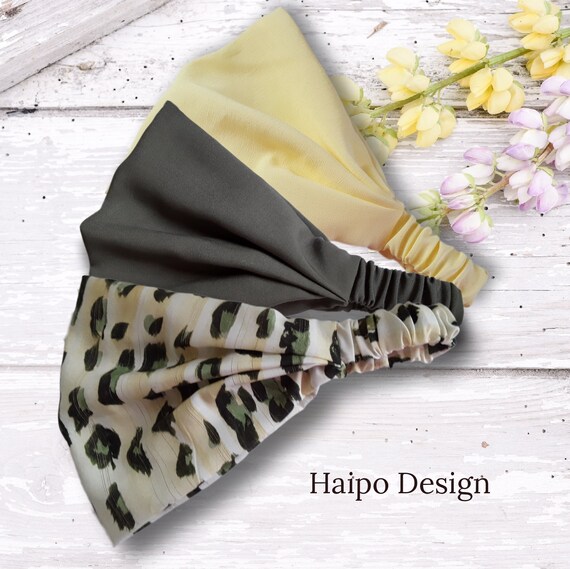 Headscarf Bandana Ladies Hairbands Animal plain yellow dark green light yellow