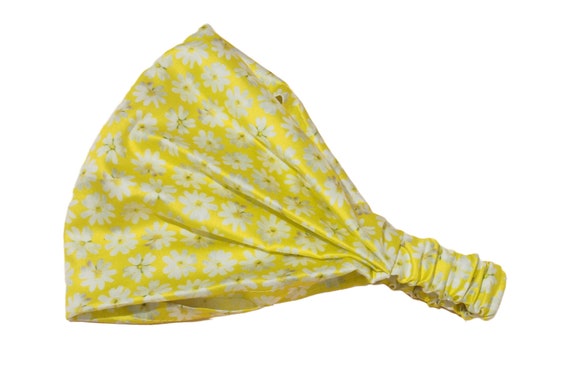 Headscarf Bandana Sun Protection Ladies Hairband Yellow Floral Cotton