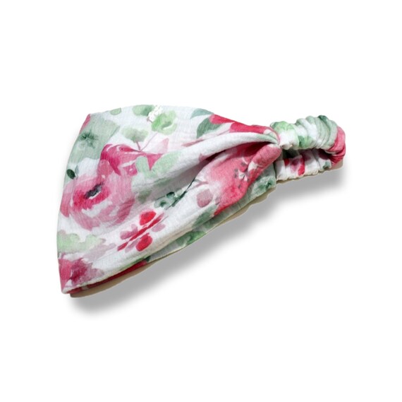 Headscarf Bandana Sun Protection made of Organic Muslin Floral Roses