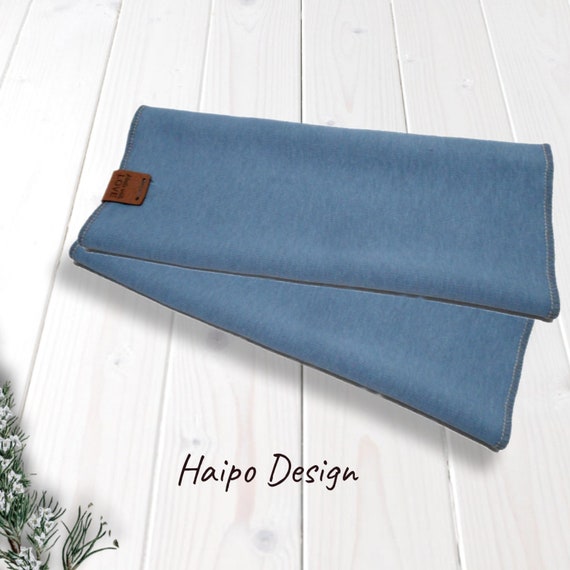 Alpine fleece cuffs in denim blue, women's cuffs, men's wrist warmers, long hand cuffs