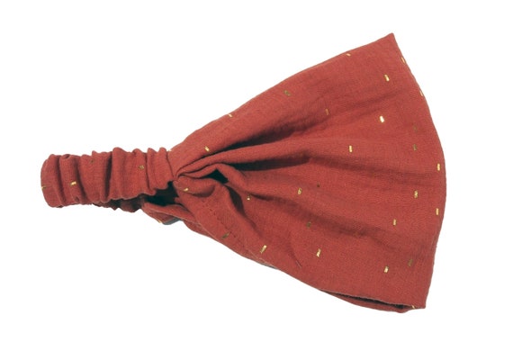 Headscarf hairband bandana ladies sun protection muslin cinnamon red gold rust