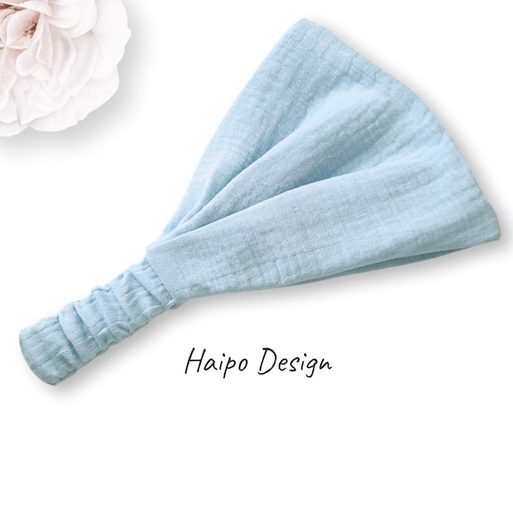 Bandana headscarf hairband muslin light blue sun protection