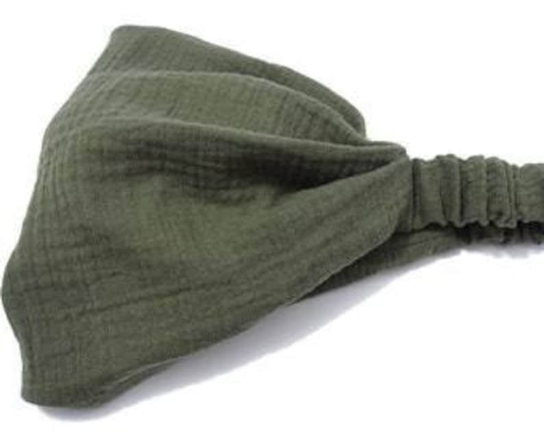 Bandana Kopftuch aus Musselin in 10 Farben, Sonnenschutz für Kinder und Erwachsene Khaki