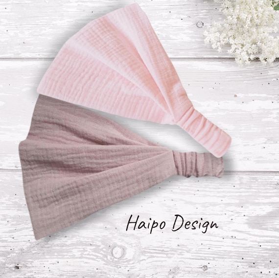 Muslin bandana headscarf, sun protection for children and adults, pink