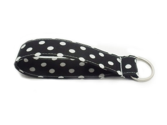 Lanyard keychain black white polka dots