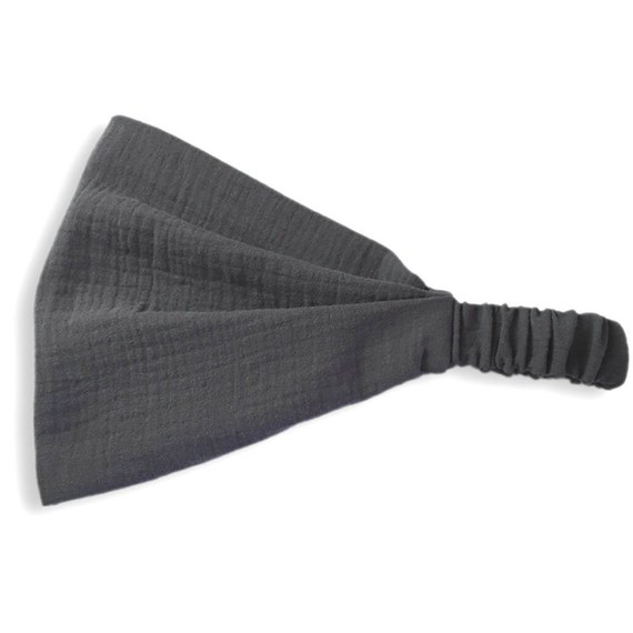 Headscarf Hairband Bandana Muslin Dark Grey Handmade Sun Protection