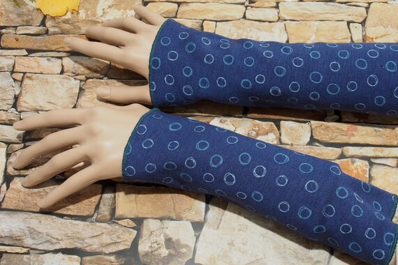 Arm warmers, arm warmers, wrist warmers made of alpine fleece, ladies' hand warmers dark blue