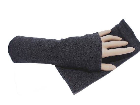 Arm warmers arm warmers anthracite wrist warmers vegan doubled cotton knit fabric