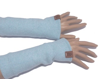 Arm warmers arm warmers wrist warmers vegan cotton knit fabric light blue