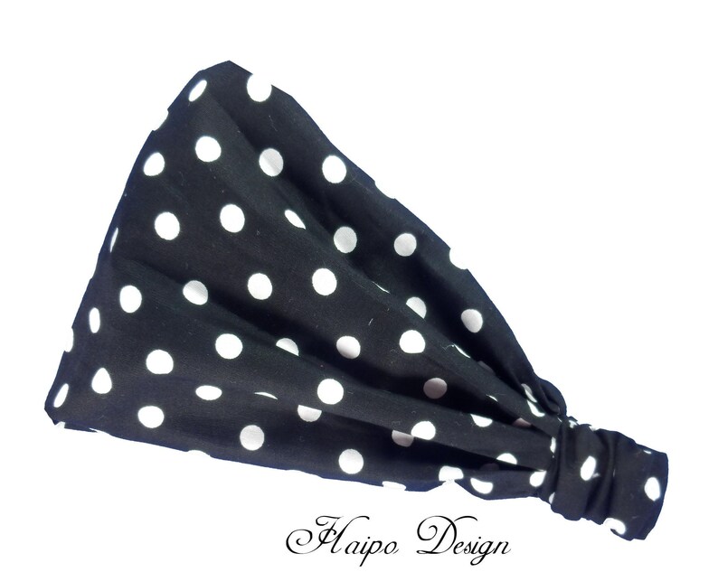 Bandana hair band headscarf white dots image 1