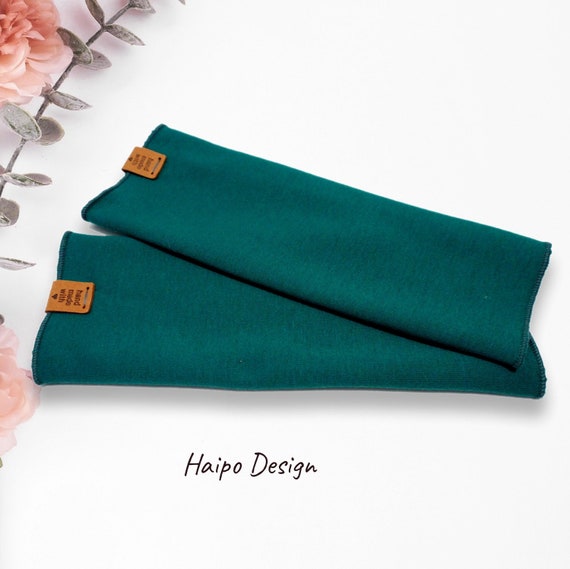 Cuffs, arm warmers, green emerald, wrist warmers made of alpine fleece, hand warmers single layer