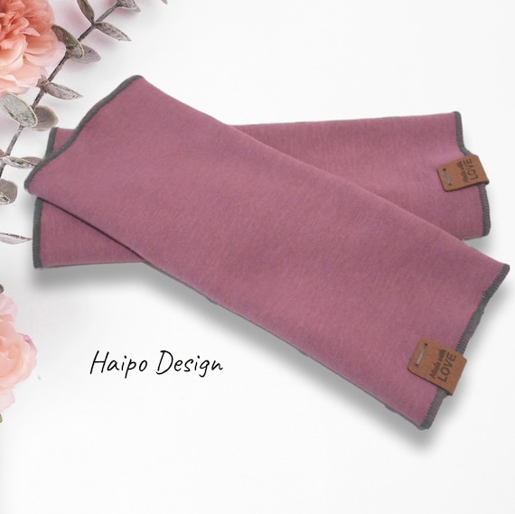 Cuffs, long arm warmers, arm warmers, wrist warmers made of alpine fleece old pink