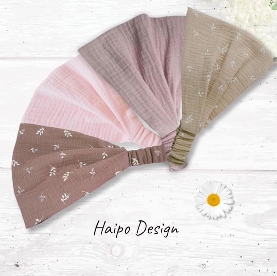 Muslin bandana headscarf in 4 colors, sun protection for babies, children and adults