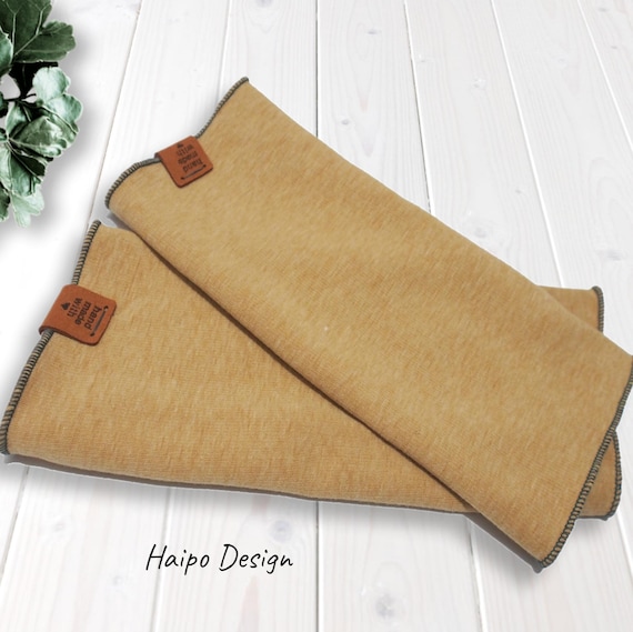 Cuffs, long arm warmers, arm warmers, wrist warmers made of alpine fleece beige ochre