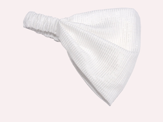 Bandana Hairband White Ladies Hairband Glitter Stripes Headwear Sun Protection