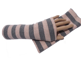 Arm warmers arm warmers striped wrist warmers vegan cotton knit fabric doubled