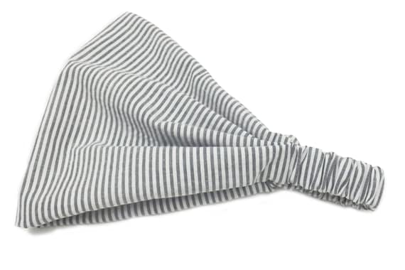Bandana hairband hairband with vichy stripes light grey white, single piece